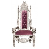 Throne Chair - Lion King - Silver Frame Upholstered in Dusky Pink
