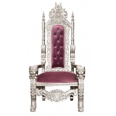 Throne Chair - Lion King - Silver Frame Upholstered in Dusky Pink