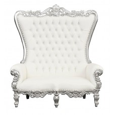 Throne Chair – Silver Lazarus Double Chair - Silver Frame upholstered in Faux White Leather