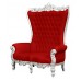 Throne Chair – Lazarus Double King Chair - Silver Frame Upholstered in Chilli Red