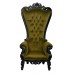 Throne Chair – Lazarus King Chair - Sultry Black Frame Upholstered in Plush Khaki Velvet