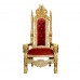 Throne Chair - Lion King - Gold Frame with Wine Red Velvet Upholstery
