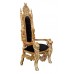 Throne Chair - Lion King - Gold Frame with Black Plush Velvet Upholstery