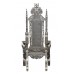 Throne Chair - Silver Frame - Lion King - upholstered in Grey Brushed satin