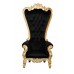 Throne Chair – Lazarus King - Gold Frame upholstered in Plush Black Velvet