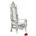 Throne Chair -Silver Frame - Lion King - upholstered in White Faux Leather