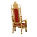 Lion King Throne Chair - Gold Frame with Saddle Red Faux Leather