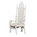 Throne Chair - Silver Frame - Lion King - upholstered in White Faux Leather